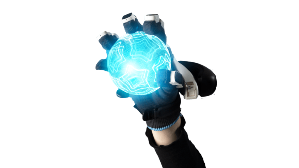 SenseGloveの力覚フィードバックでボールを掴む様を表現する画像