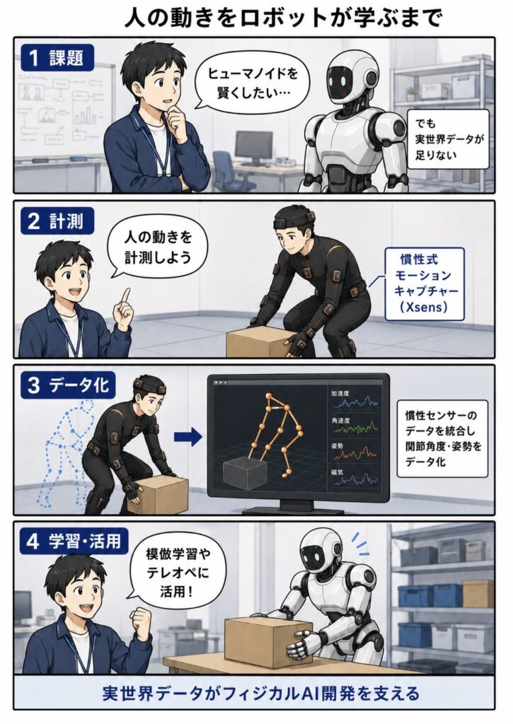 フィジカルAIとはを簡単に説明する4コマ漫画